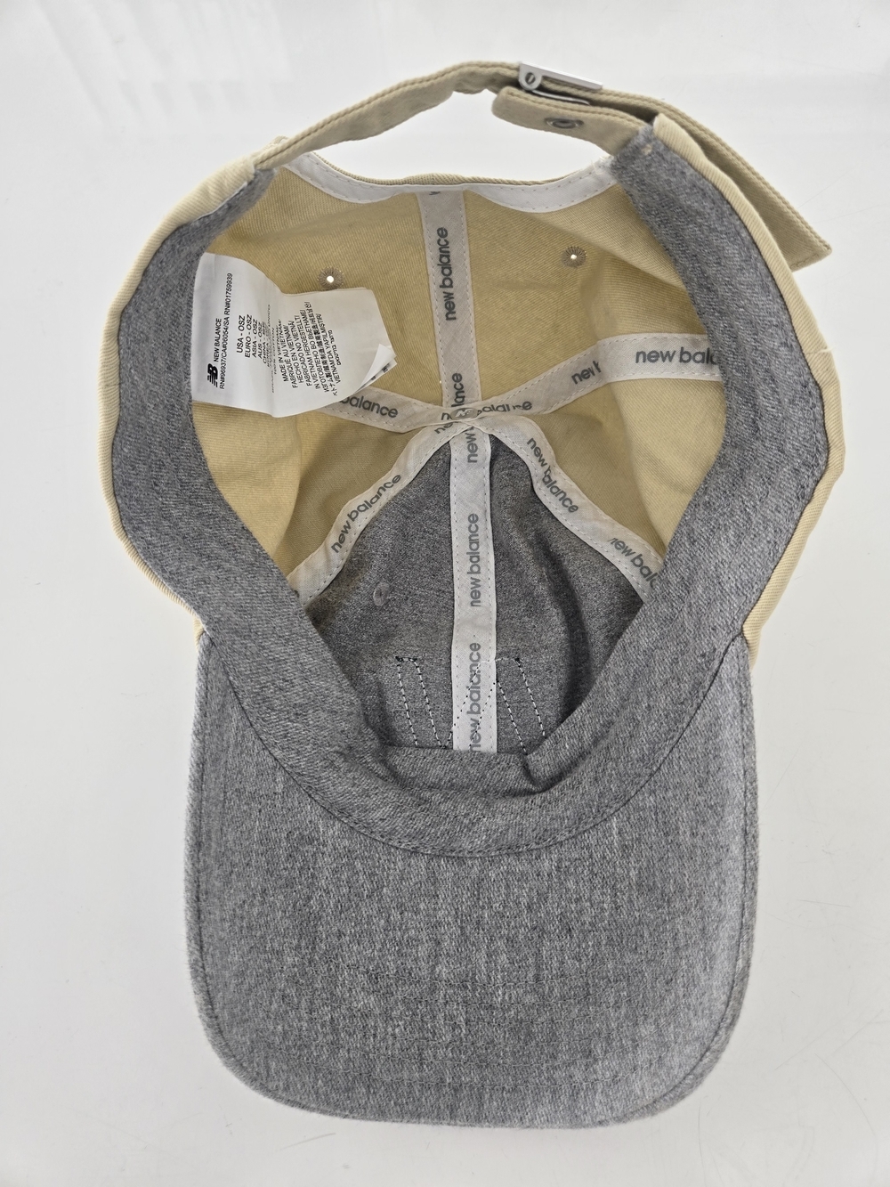 New Balance Unisex Two-Tone Gray & Cream Baseball Cap with Green 'N' Patch - Picture 6 of 10